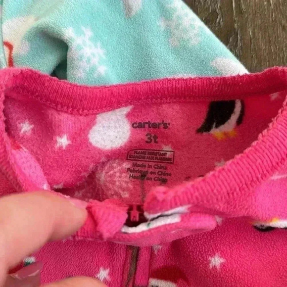Carters Footed Fleece Pajamas. This listing is for 3 pairs of pajamas. Size 3T. - Picture 4 of 6